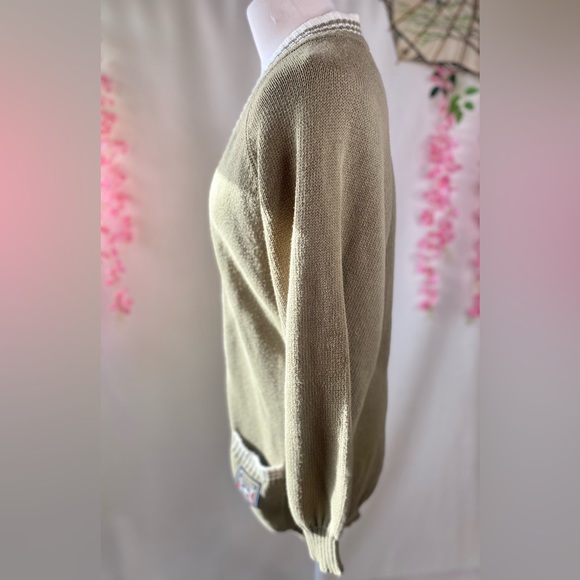 Vintage 1980s long Jaeger cardigan, green cardigan, size Large, designer cardiga - Picture 5 of 9
